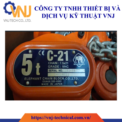 Pa lăng xích kéo tay Elephant C21-5 tấn 5m